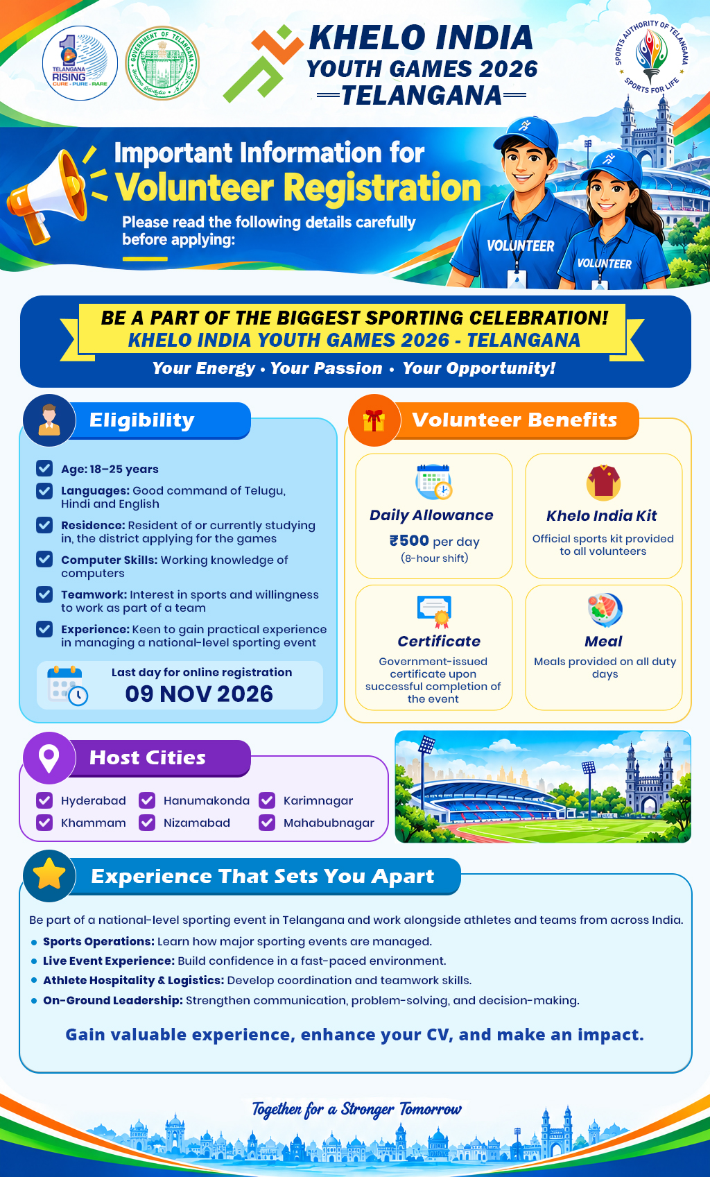 Khelo India Youth Games 2026 - General Volunteer Registration Information